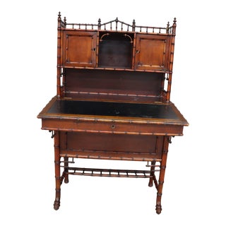 Victorian Bamboo & Mahogany Desk For Sale