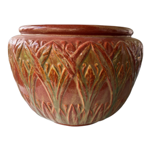 Vintage Antique Art Pottery Carved Jardiniere Planter Vase