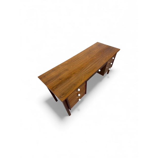 1960s Mid-Century Modern Walnut Writing Desk For Sale - Image 5 of 11