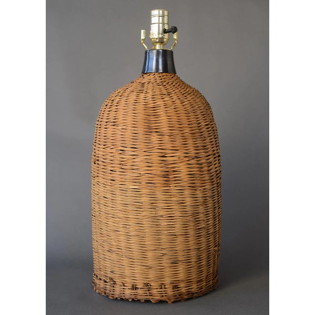 Mid-Century Modern 1970s Vintage Modern Boho Wicker Rattan Table Lamp For Sale - Image 3 of 13
