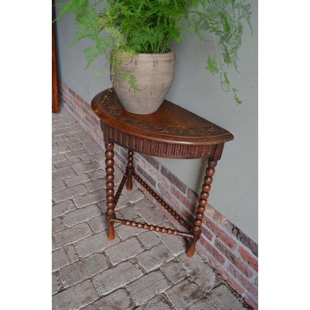 Wood Antique Oak Half-Moon Table, 1800s For Sale - Image 7 of 9