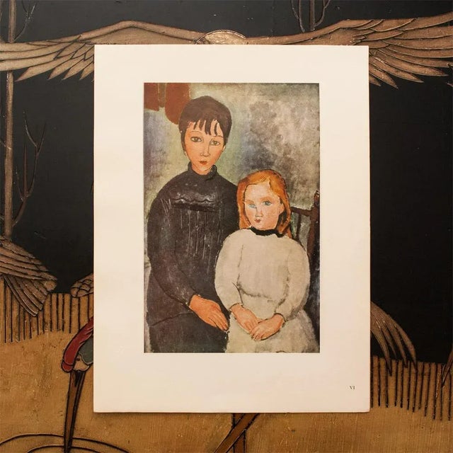 Portraiture 1947 After Amedeo Modigliani "The Two Girls", First Edition Vintage Parisian Lithograph For Sale - Image 3 of 8