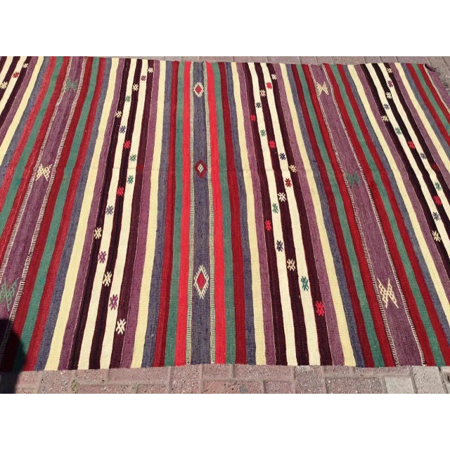 Vintage Striped Turkish Kilim Rug - 69" X 108" For Sale - Image 4 of 11
