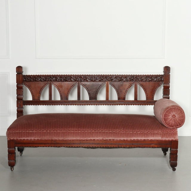 Antique Victorian Jacobean Revival Bluster Arm Upholstered Bench Or Daybed Chairish