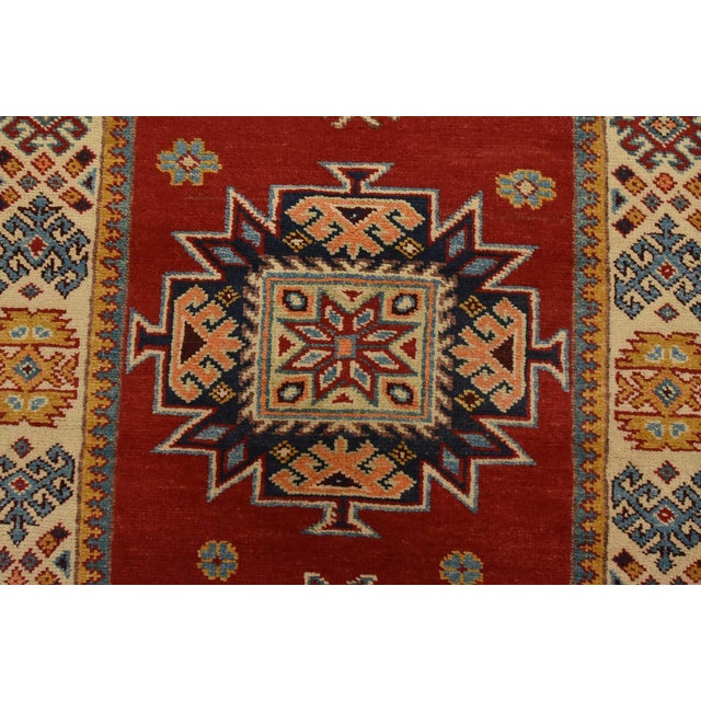 Red Kazak Runner 2’11” X 13’2” Red Wool Tribal Hand-Knotted Oriental Rug For Sale - Image 8 of 13