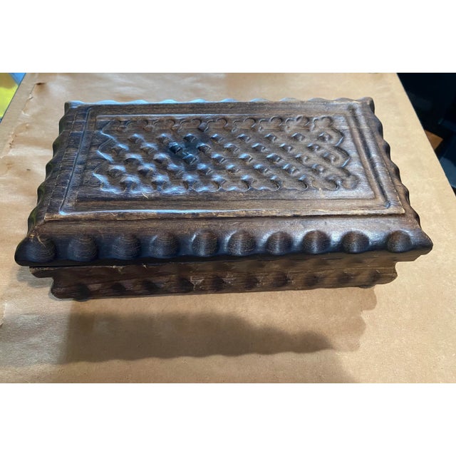 Reuge Vintage Swiss Large Carved Walnut Music Box For Sale - Image 4 of 11