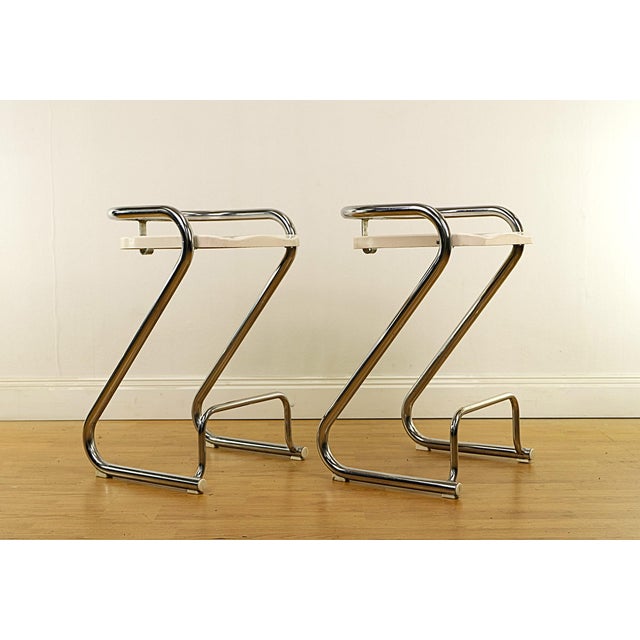 Bauhaus Vintage Bar Stools attributed to Börge Lindau and Bo Lindekrantz, Sweden, 1970s, Set of 2 For Sale - Image 3 of 6