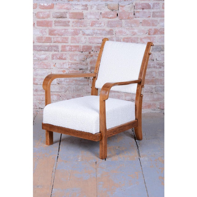 Czech Art Deco Seating Set in Oak attributed to Krásná Jizba, 1930s, Set of 3 For Sale - Image 13 of 18