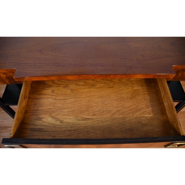 Wood 1920s Antique French Empire Flame Mahogany Mirror Back Console Table For Sale - Image 7 of 18