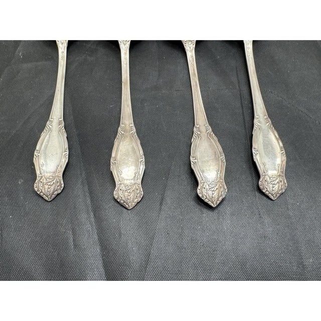 Simpson Hall Miller Sterling Silver 6” Tablespoons Mille Fleurs Set of 4 Mono For Sale - Image 10 of 10