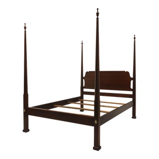 Link-Taylor Solid Heirloom Mahogany Queen Size Pencil Post Bed For Sale