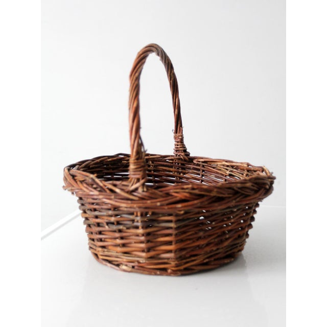 Vintage Wicker Gathering Basket For Sale - Image 6 of 14
