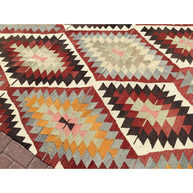 Red Bohemian Vintage Kilim - 75" X 109" For Sale - Image 8 of 11