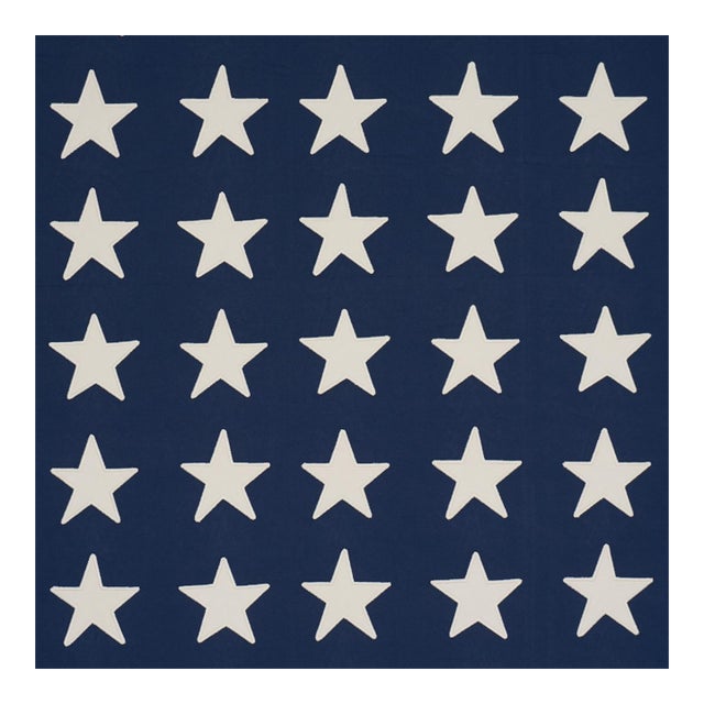 Schumacher Starfield Appliqué Fabric in Navy For Sale