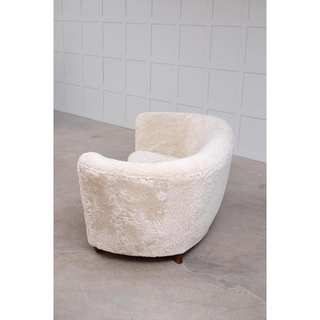 Danish Curved Sheepskin Sofa, 1940s For Sale - Image 9 of 14