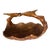 Hand-Carved Wood Bowl Fruit Basket With Carved Leaves Handle For Sale