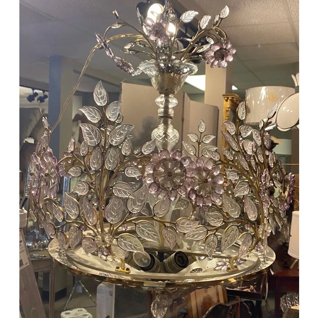 Gold Mid 20th Century ncredible 6-Light Midcentury French Chandelier After Maison Baguès, Paris For Sale - Image 8 of 18