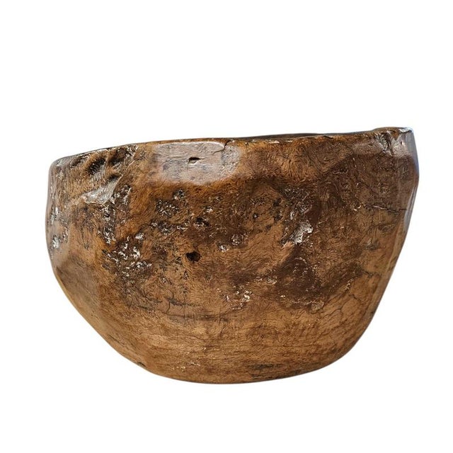 Hand-Hewn Carved Wooden Burl Bowl For Sale - Image 4 of 18
