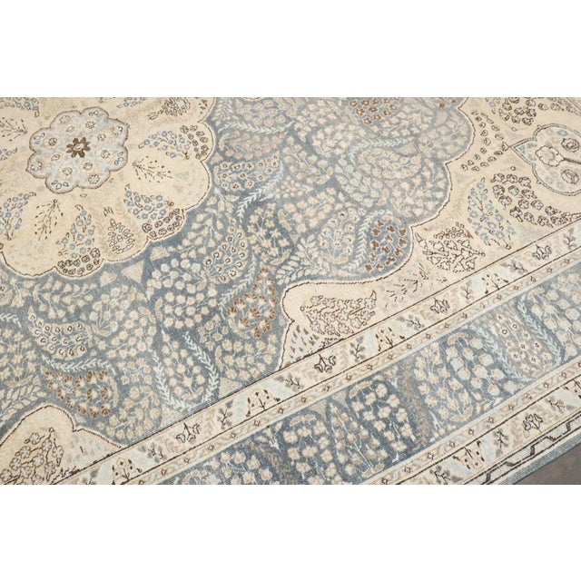 Textile Vintage Blue Persian Tabriz Medallion Carpet - 9'5" x 12'3" For Sale - Image 7 of 10