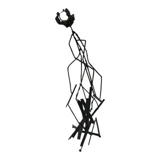 Black Metal and Glass Sculpture For Sale