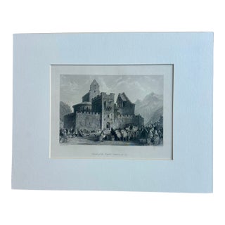 Church of the Knights Templars, at Luz" Original Print by Allom, 1845 For Sale