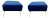 Pair of Bespoke Stools in Navy Blue Velvet With Solid Brass Ball Point Legs For Sale