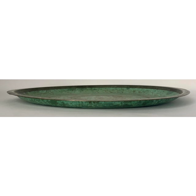 1920’s Art Deco Carl Sorensen Large Verdigris Green Bronze Charger, Signed For Sale - Image 9 of 12