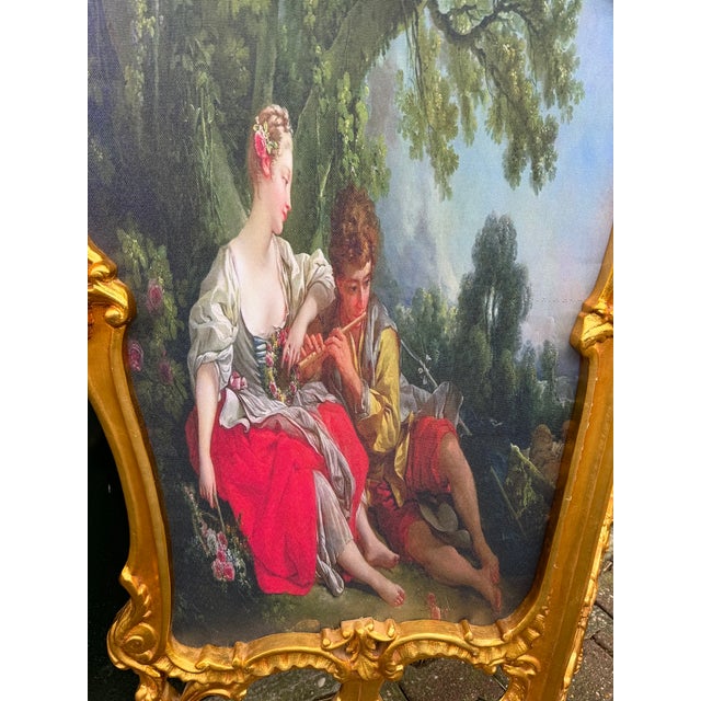1960 Louis XVI Gold Beech Room Divider Screen - 2 Panels For Sale - Image 4 of 18