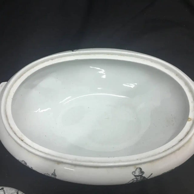 Ceramic 19th Century Victorian Black & White Ceramic British Soup Tureen For Sale - Image 7 of 8