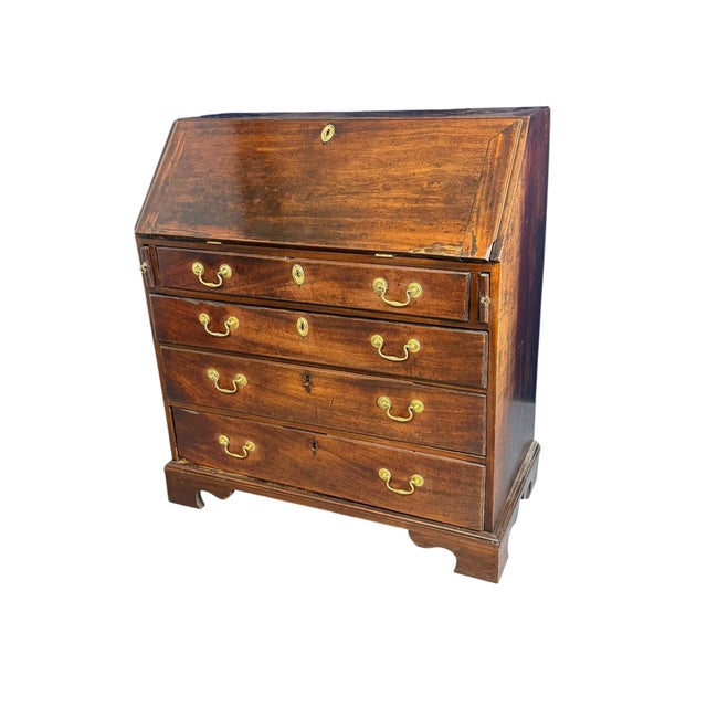 Brown Antique Georgian Slant Front Writing Bureau, 1800s For Sale - Image 8 of 13