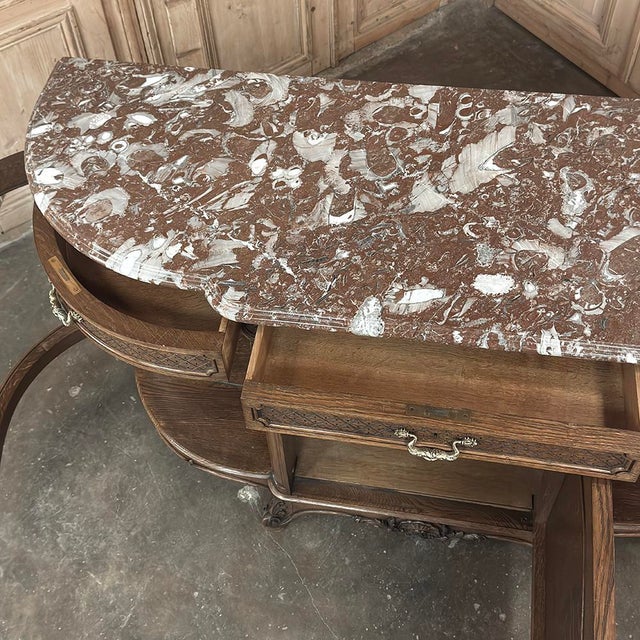 Late 19th Century Liégeois Régence Style Oak Display Buffet With Rouge Griotte Breccia Marble Top For Sale - Image 17 of 18