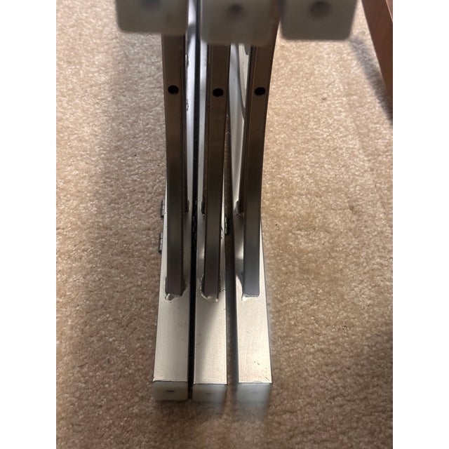 1990s Ethan Allen Radius Collection Brushed Nickel Three-Panel Architectural Folding Room Divider For Sale - Image 9 of 18