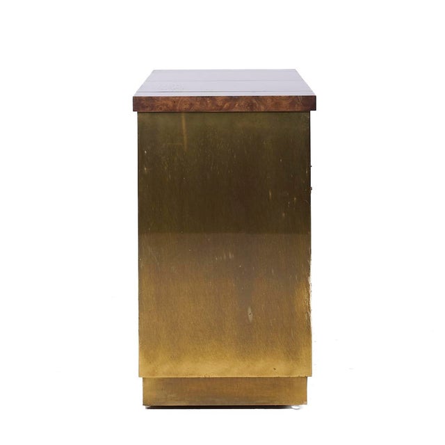 Mid 20th Century Mastercraft Mid Century Brass and Burled Elm Dry Bar Server For Sale - Image 5 of 10