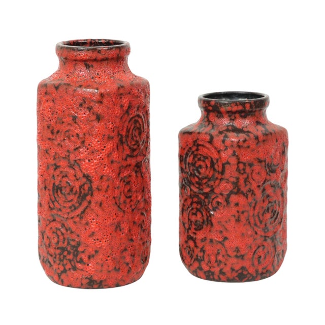 Red Fat Lava Vases from Scheurich Jura, West Germany, 1960s, Set of 2 For Sale - Image 11 of 14