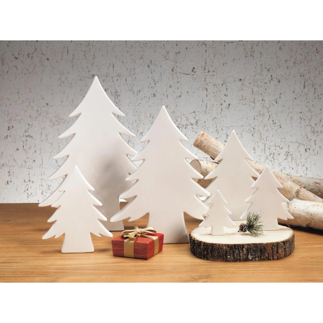 Contemporary Teton 8.25 - Inch Tall White Ceramic Tree, Set of 4 For Sale - Image 3 of 3