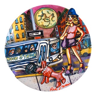 Red Grooms, Red Grooms Moonstruck Porcelain Sculpture Plate 3D Manhattan NYC Cartoon, 1994 For Sale