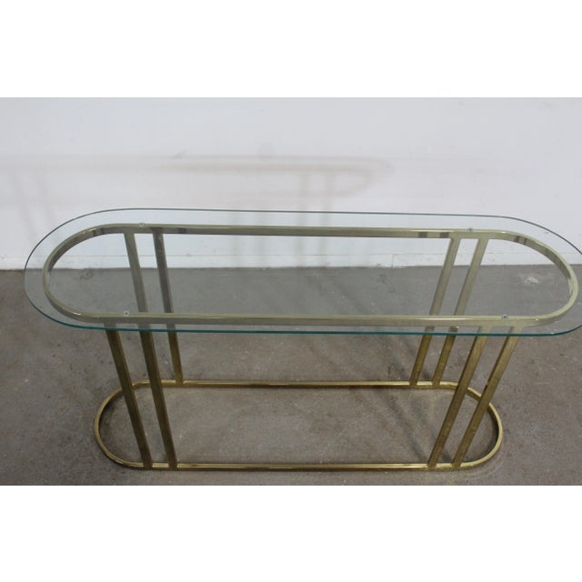 1970s Mid Century Hollywood Regency Eliptical Brass Sofa/Hall/Console Table For Sale - Image 5 of 12