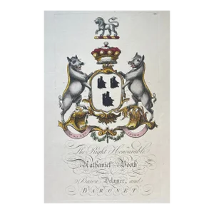 1764 Armorial Coat of Arms for Nathaniel Booth, 4th Baron Delamer