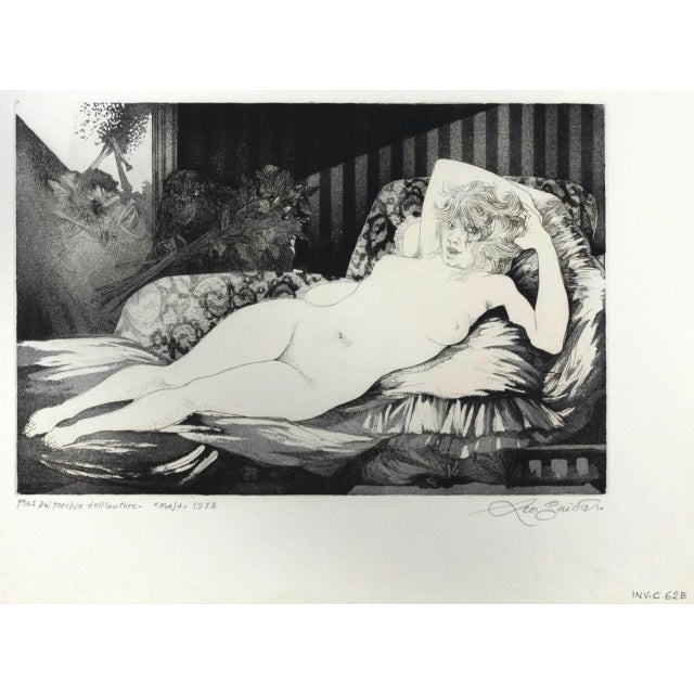 Modern Leo Guida, La Maja, Original Etching, 1973 For Sale - Image 3 of 3