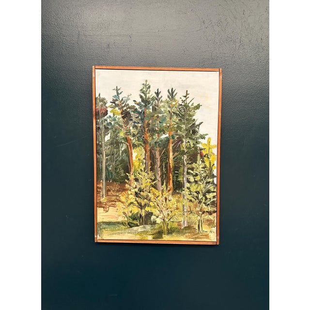 Ann‑cathrine Tine Lundkvist, Forest Landscape, 1975, Oil Painting on Canvas, Framed For Sale - Image 9 of 15