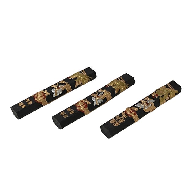 Chinese Calligraphic Black Ink Sticks With Gold Dragon Characters- Set of 3 For Sale In San Francisco - Image 6 of 7