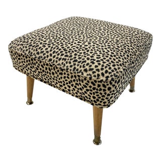 Cheetah Print Upholstered Foot Stool For Sale