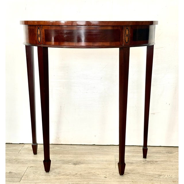 Vintage Demilune Console Table – Hekman, Copley Place Collection Pair For Sale - Image 4 of 6