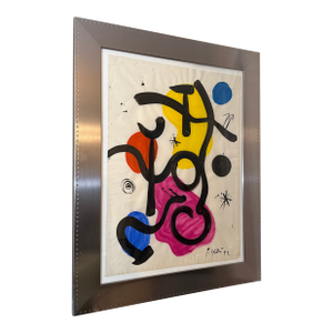 Vintage 1970s Peter Keil Miro Abstract Painting ~ Framed