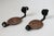 Pair of vintage copper and painted black metal candle wall sconces. No makers mark. Some light age wear to painted black...