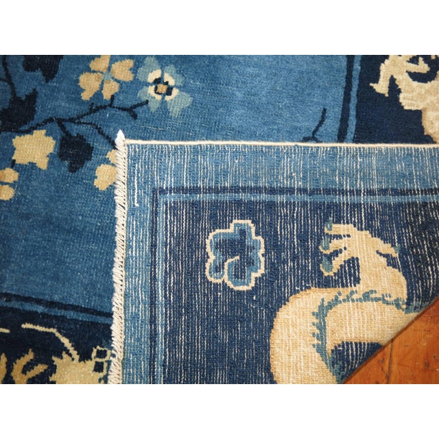 Blue Rare Long 19th Century Chinese Peking Dragon Runner For Sale - Image 8 of 18