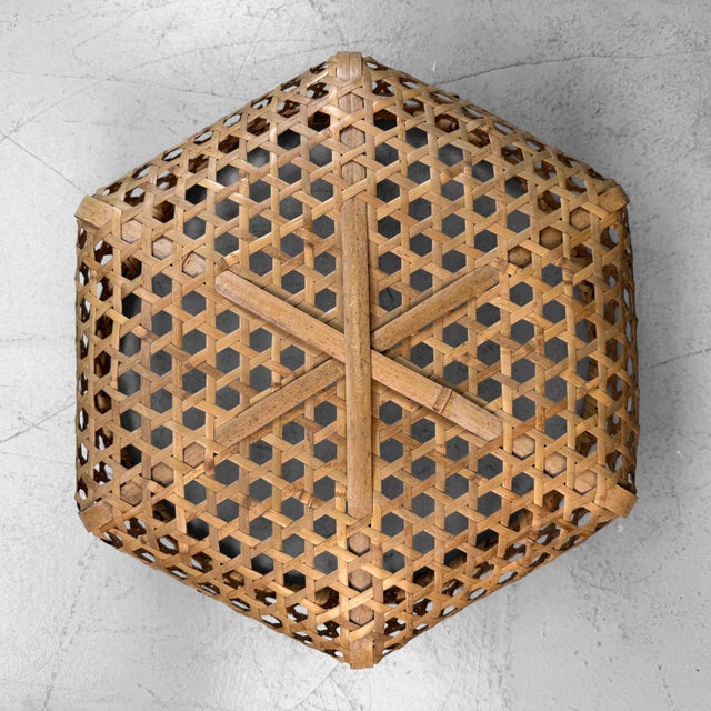 Vintage Japanese Bamboo Harvest Basket, 1960s For Sale - Image 6 of 9