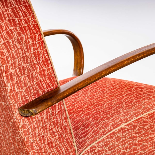 Armchair in Geometric Jacquard Fabric by Jindrich Halabala, 1950s For Sale - Image 10 of 12