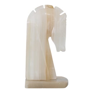 Vintage 1960s Onyx Stone Horse Bookend For Sale