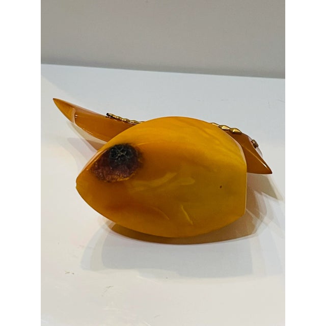 Vintage 1980s Baltic Amber Fish Figurine Egg Yolk Color Gold Accents For Sale - Image 10 of 11